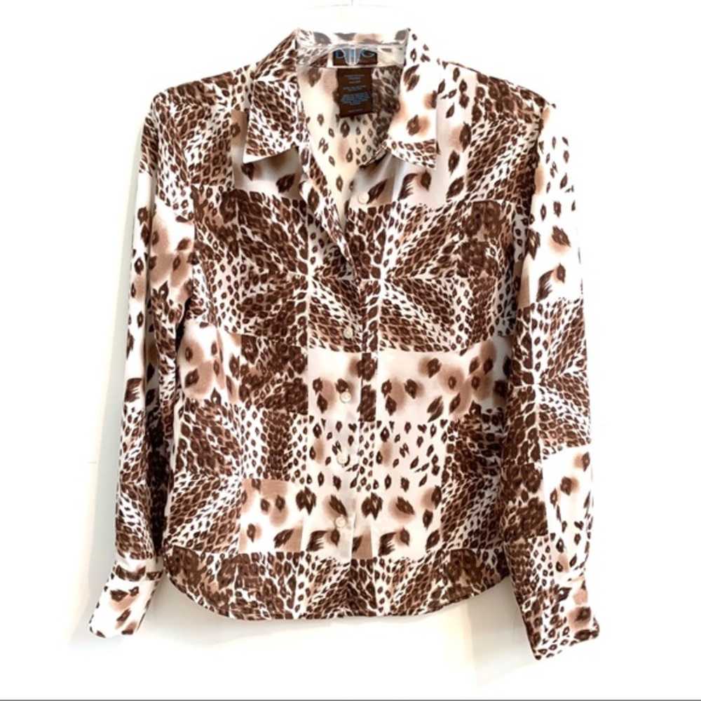 DLG Petite Animal Print Button up Top